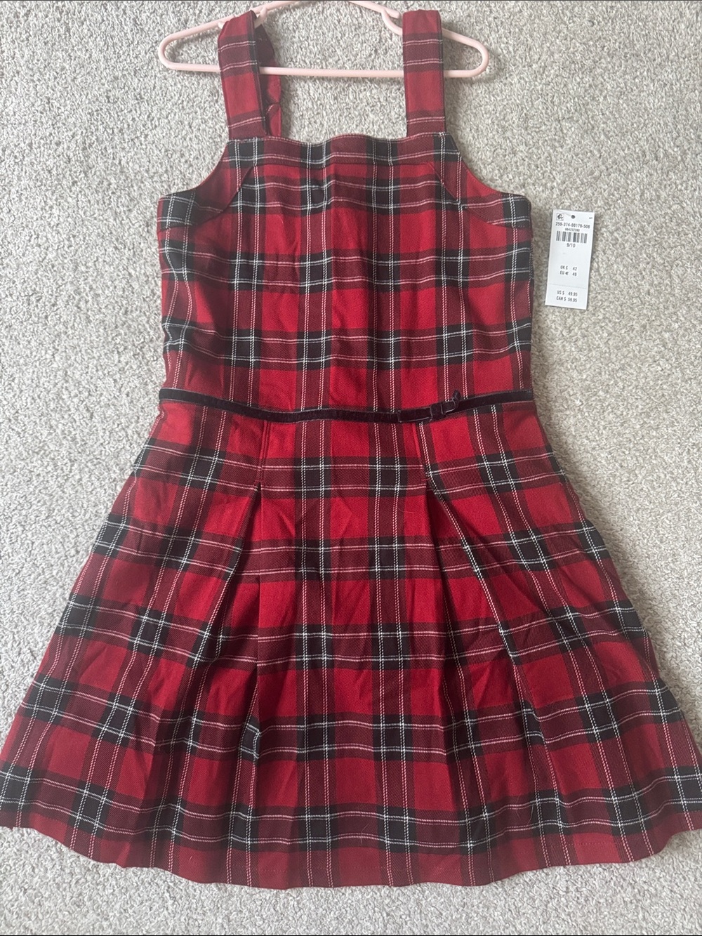 Abercrombie Kids Red Plaid Pinafore Dress for Kids - Classic Schoolgirl Style
